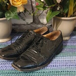 Stacy Adams Black Textured Oxfords